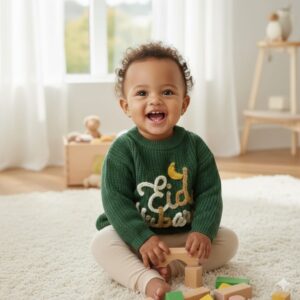 HAND KNITTED CUSTOMIZED "Ramadan Mubarak" BABY SWEATER