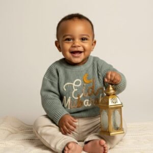 HAND KNITTED CUSTOMIZED "Eid Mubarak" BABY SWEATER