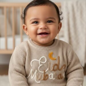 HAND KNITTED CUSTOMIZED "Eid Mubarak" BABY SWEATER