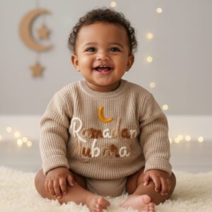 HAND KNITTED CUSTOMIZED "Ramadan Mubarak" BABY SWEATER